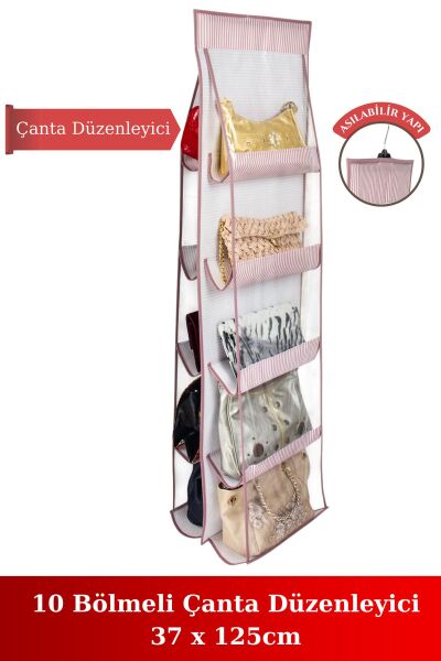 10 Cepli Dolap İçi Çanta ve Ayakkabı Askılı Düzenleyici